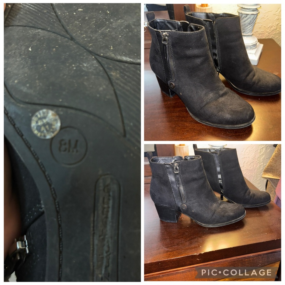 Liz Claiborne Black Ankle Boots with Zipper Detail
